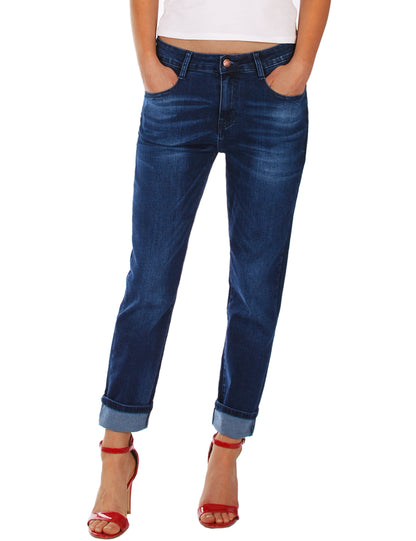 Fraternel Damen Boyfriend Jeans Loose Fit im Used Look – Relaxed Baggy Five Pocket Denim H085