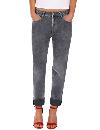 Fraternel Damen Boyfriend Jeans Loose Fit im Used Look – Relaxed Baggy Five Pocket Denim H085