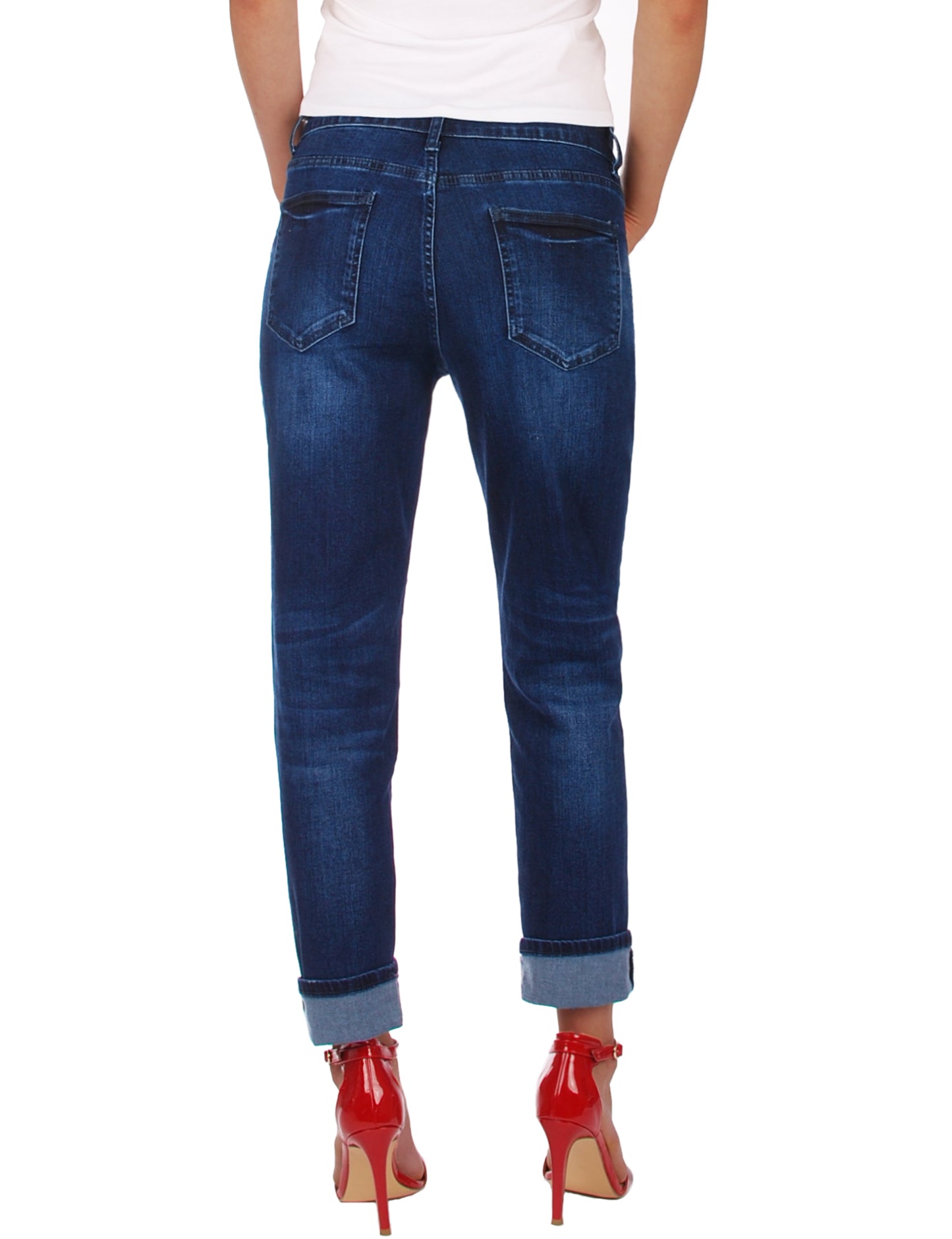 Fraternel Damen Boyfriend Jeans Loose Fit im Used Look – Relaxed Baggy Five Pocket Denim H085