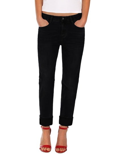 Fraternel Damen Boyfriend Jeans Loose Fit im Used Look – Relaxed Baggy Five Pocket Denim H085