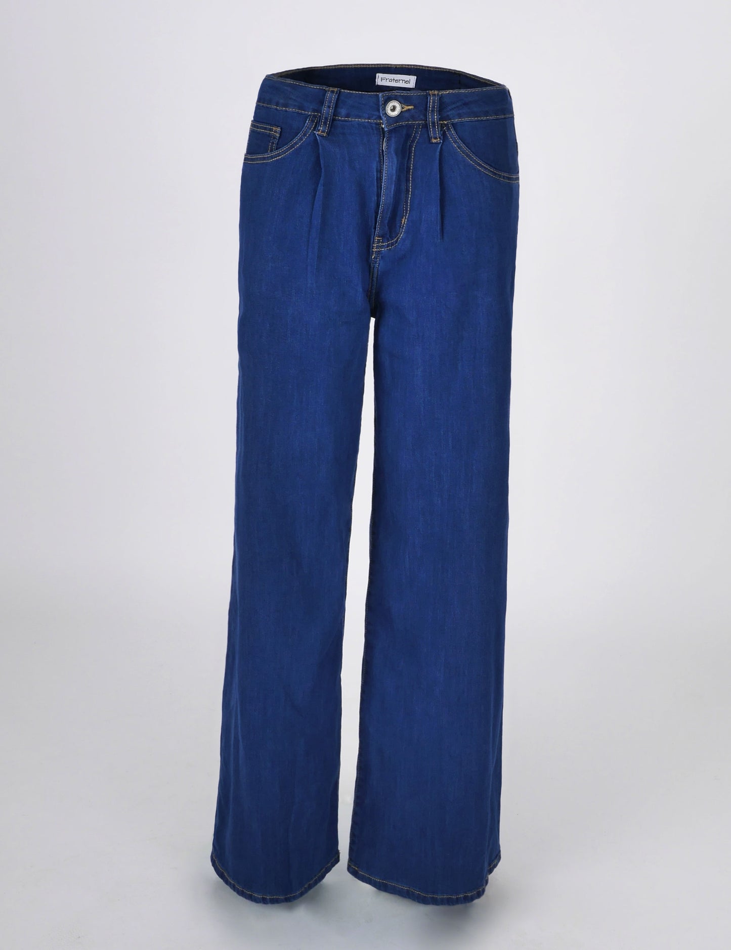 Fraternel Damen Wide Leg Jeans mit Bundfalte, Moderner Relaxed Fit H113