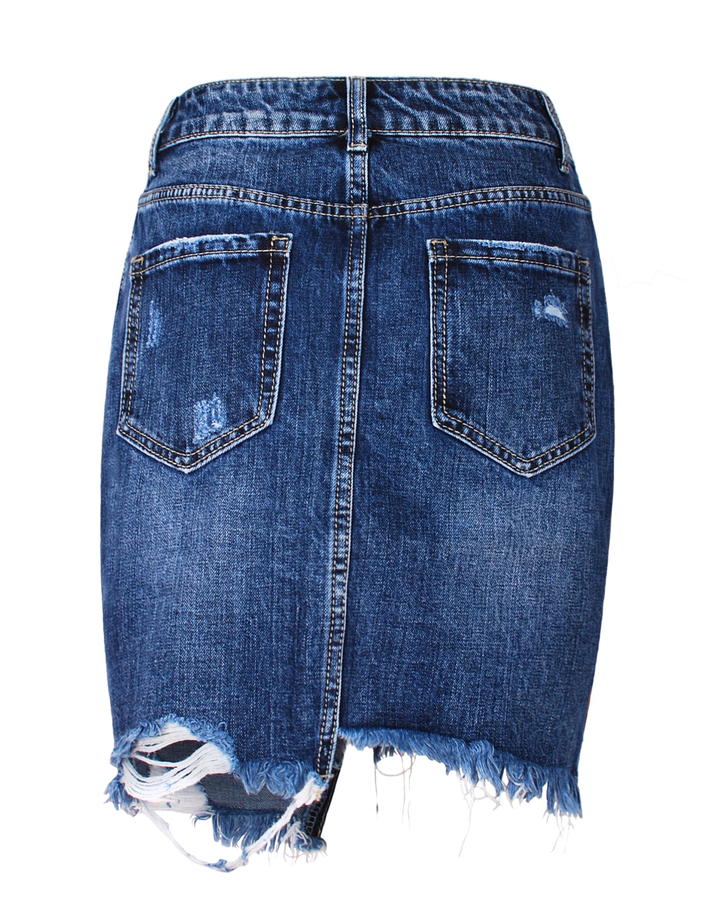 Fraternel Damen Jeansrock Vintage Five Pocket, Denim Minirock A-Linie R003