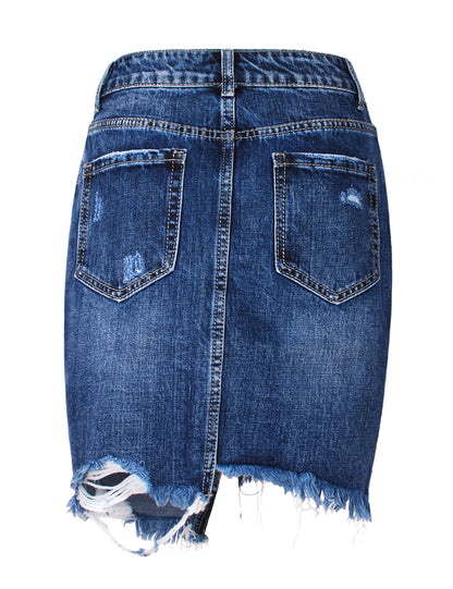Fraternel Damen Jeansrock Vintage Five Pocket, Denim Minirock A-Linie R003