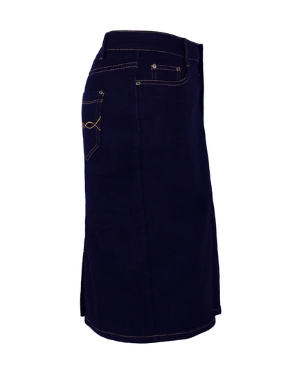 Fraternel Damen Jeans Rock knielang Bleistift stretch R004