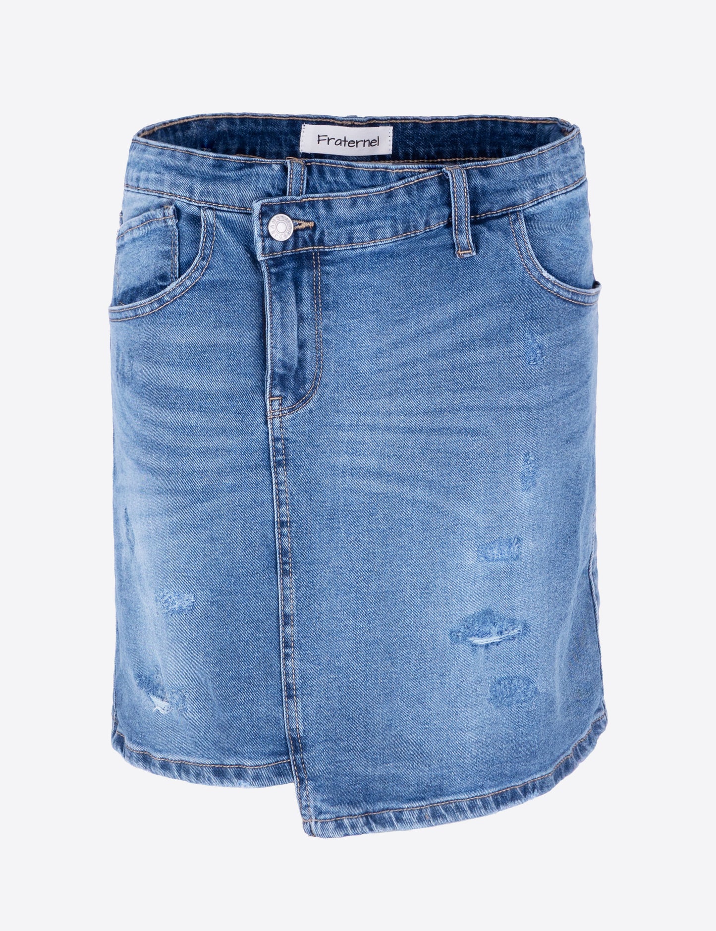 Fraternel Damen Jeansrock – Vintage Minirock im Antifit-Look mit Used-Waschung R001
