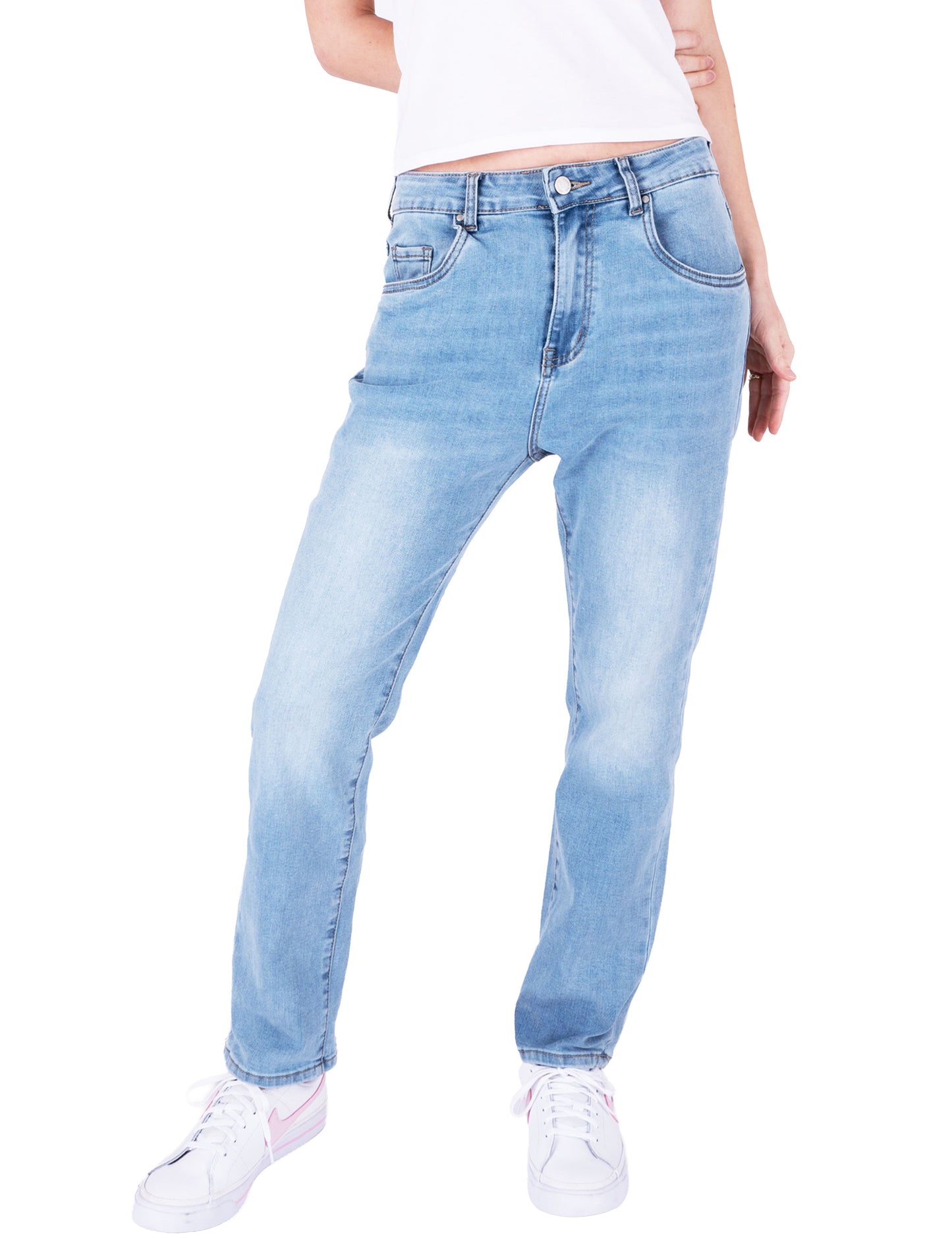 Fraternel Damen Loose Baggy Jeans, Helles Denim Blue, Five Pocket, Used Waschung H108