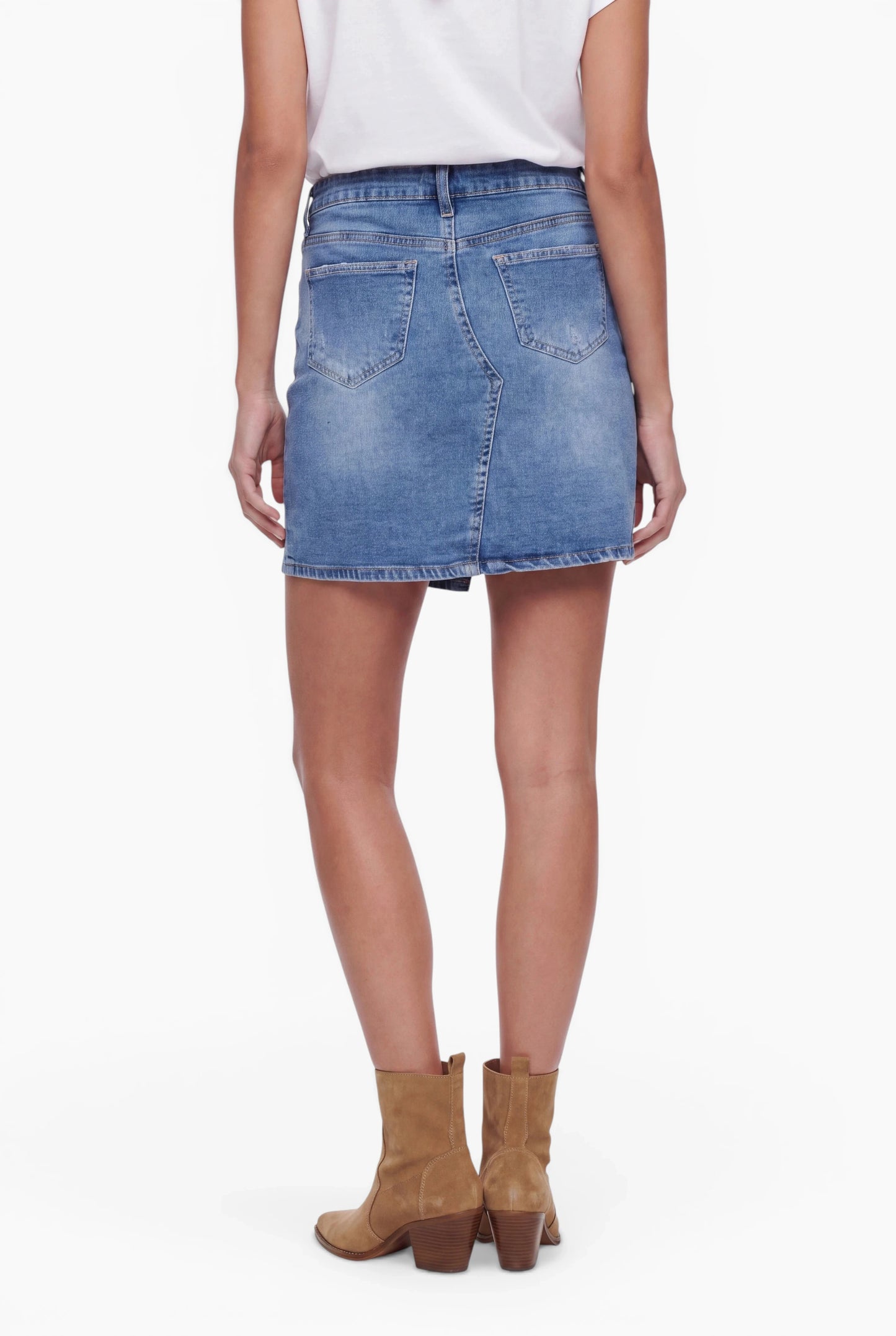 Fraternel Damen Jeansrock – Vintage Minirock im Antifit-Look mit Used-Waschung R001