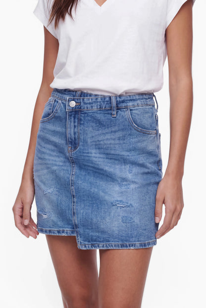 Fraternel Damen Jeansrock – Vintage Minirock im Antifit-Look mit Used-Waschung R001
