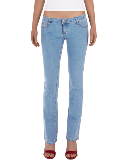 Fraternel Damen Bootcut Jeans Hüftjeans Stretch Five Pocket Schlaghose H037
