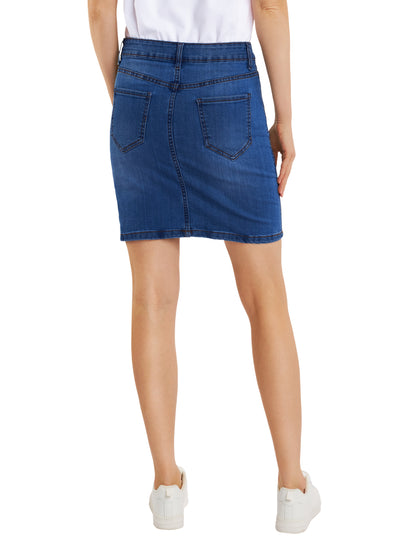 Fraternel Damen Jeans Rock Used kurz Bleistiftrock Stretchdenim R006