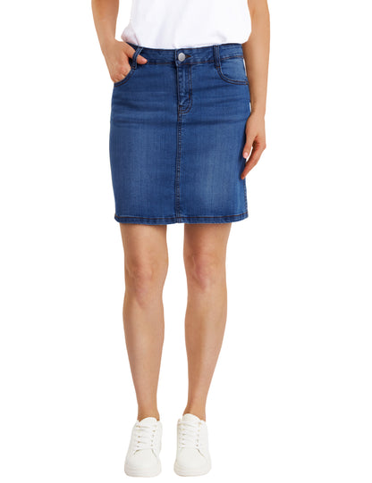 Fraternel Damen Jeans Rock Used kurz Bleistiftrock Stretchdenim R006