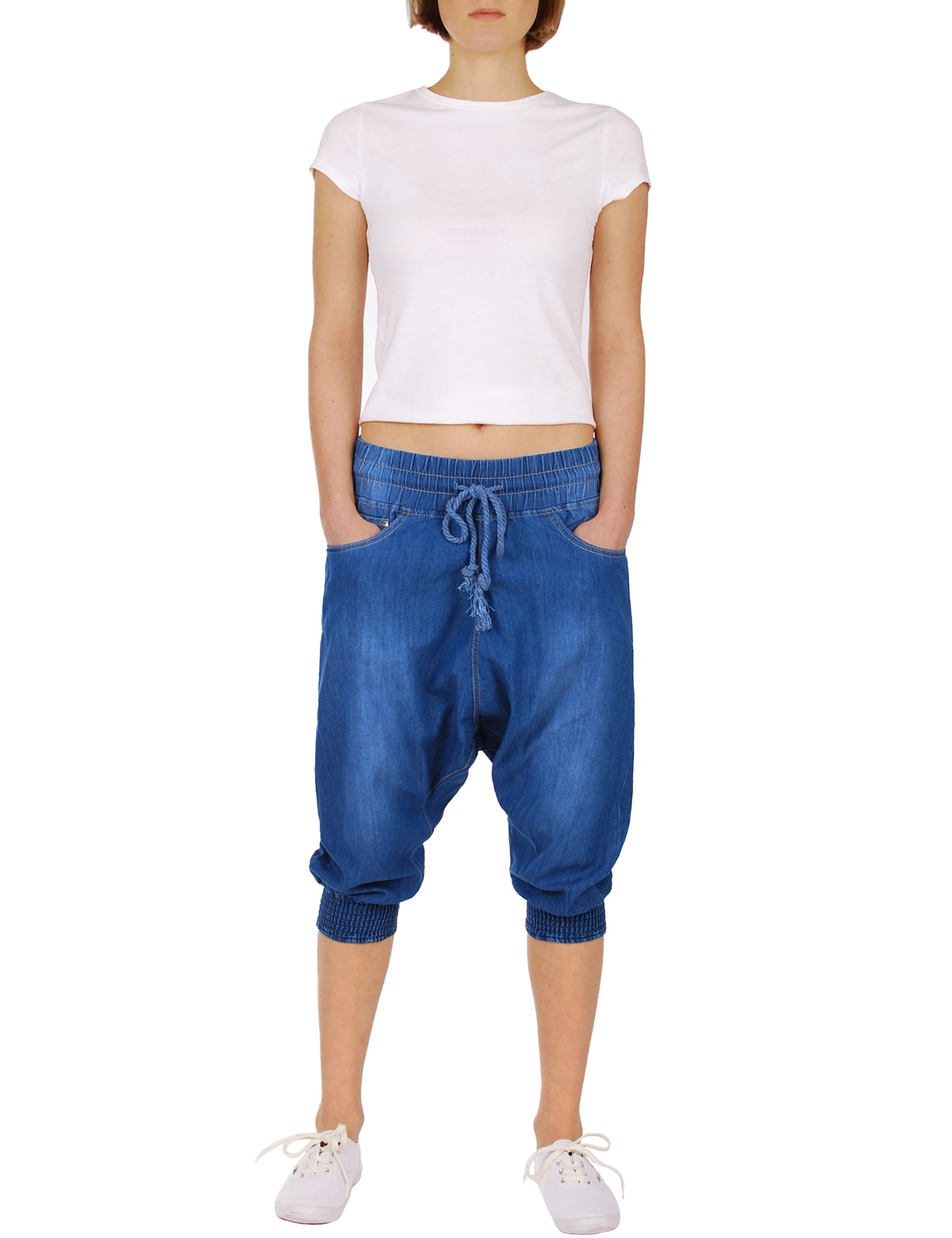 Fraternel Damen Sarouel kurze Pluderhose Haremshose H032