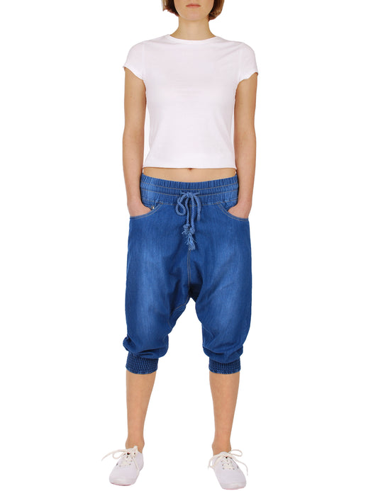 Fraternel Damen Sarouel kurze Pluderhose Haremshose H032