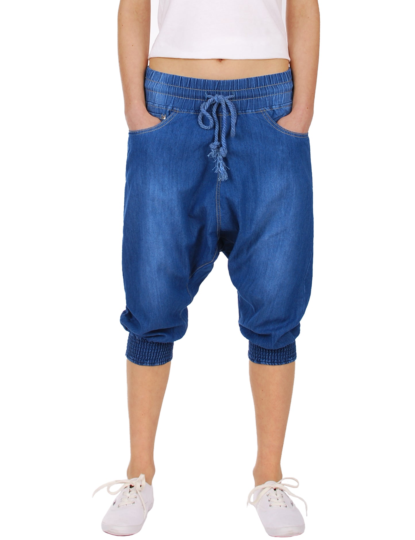 Fraternel Damen Sarouel kurze Pluderhose Haremshose H032