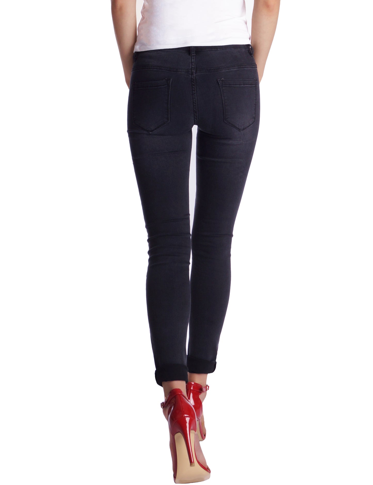 Fraternel Damen Skinny Hüftjeans – Stretch Five-Pocket Jeanshose H051