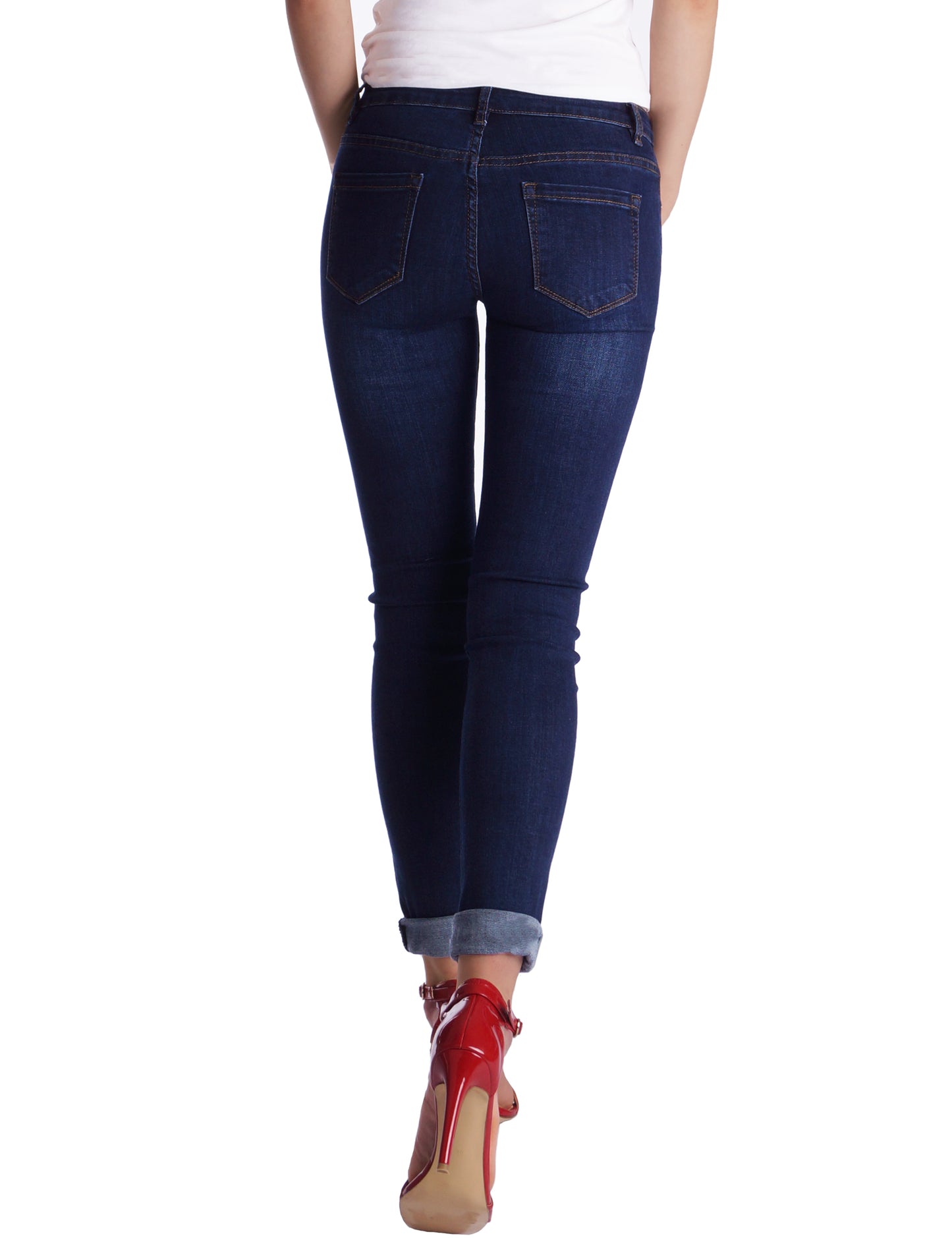 Fraternel Damen Skinny Hüftjeans – Stretch Five-Pocket Jeanshose H051
