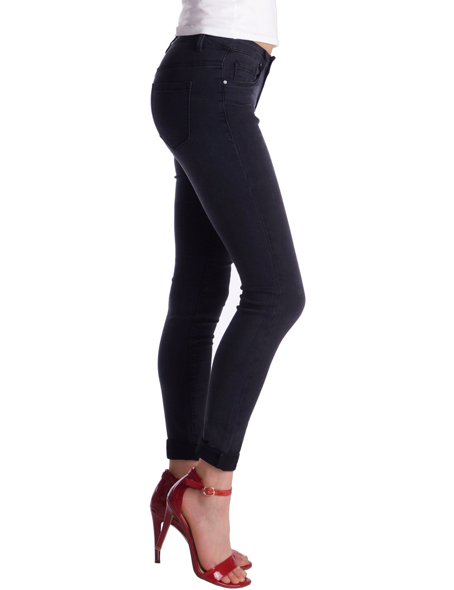 Fraternel Damen Skinny Hüftjeans – Stretch Five-Pocket Jeanshose H051