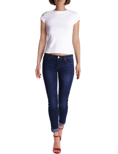 Fraternel Damen Skinny Hüftjeans – Stretch Five-Pocket Jeanshose H051