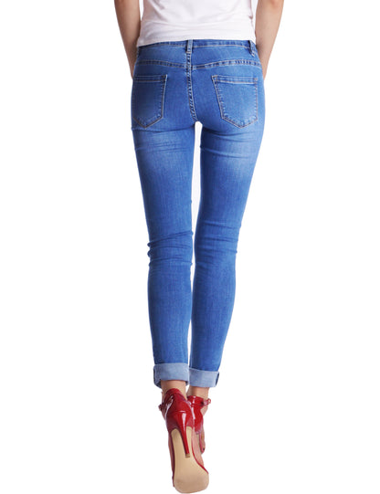 Fraternel Damen Skinny Hüftjeans – Stretch Five-Pocket Jeanshose H051