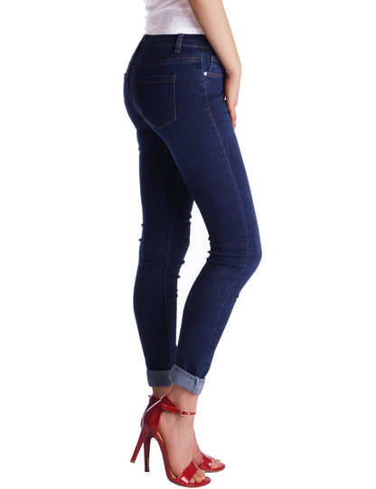 Fraternel Damen Skinny Hüftjeans – Stretch Five-Pocket Jeanshose H051