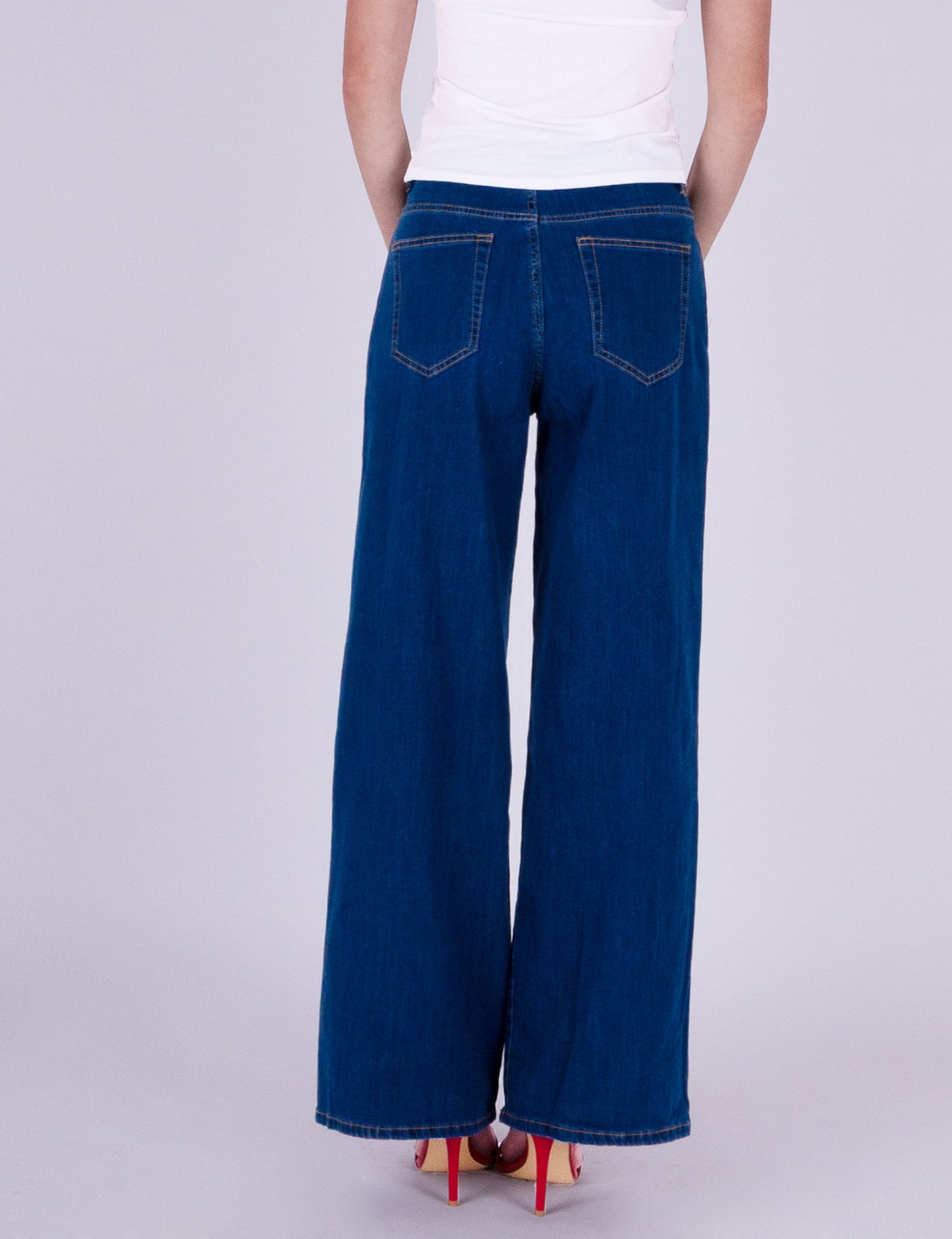 Fraternel Damen Wide Leg Jeans mit Bundfalte, Moderner Relaxed Fit H113